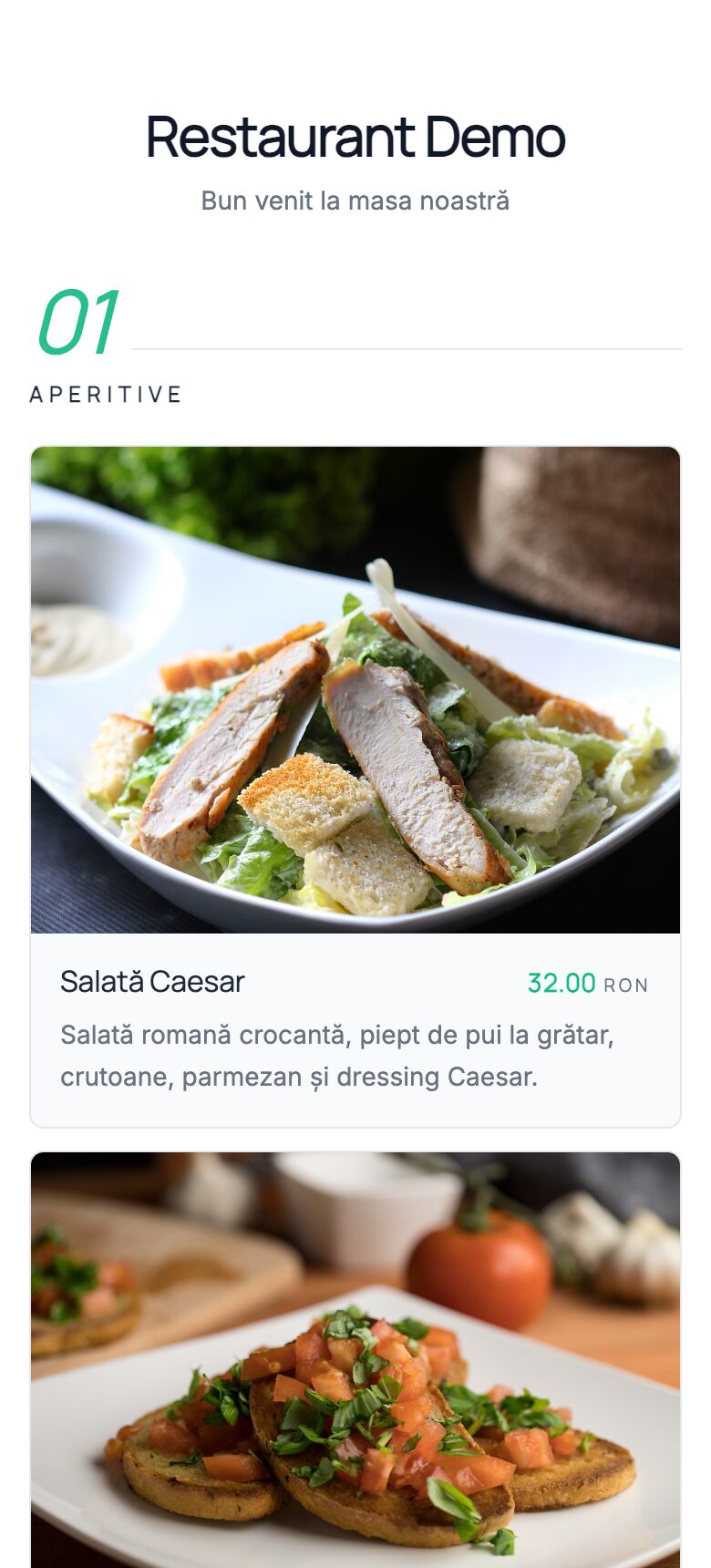 Meniu vizual în șablonul Modern